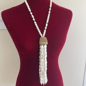 Chico’s long beaded tassel necklace